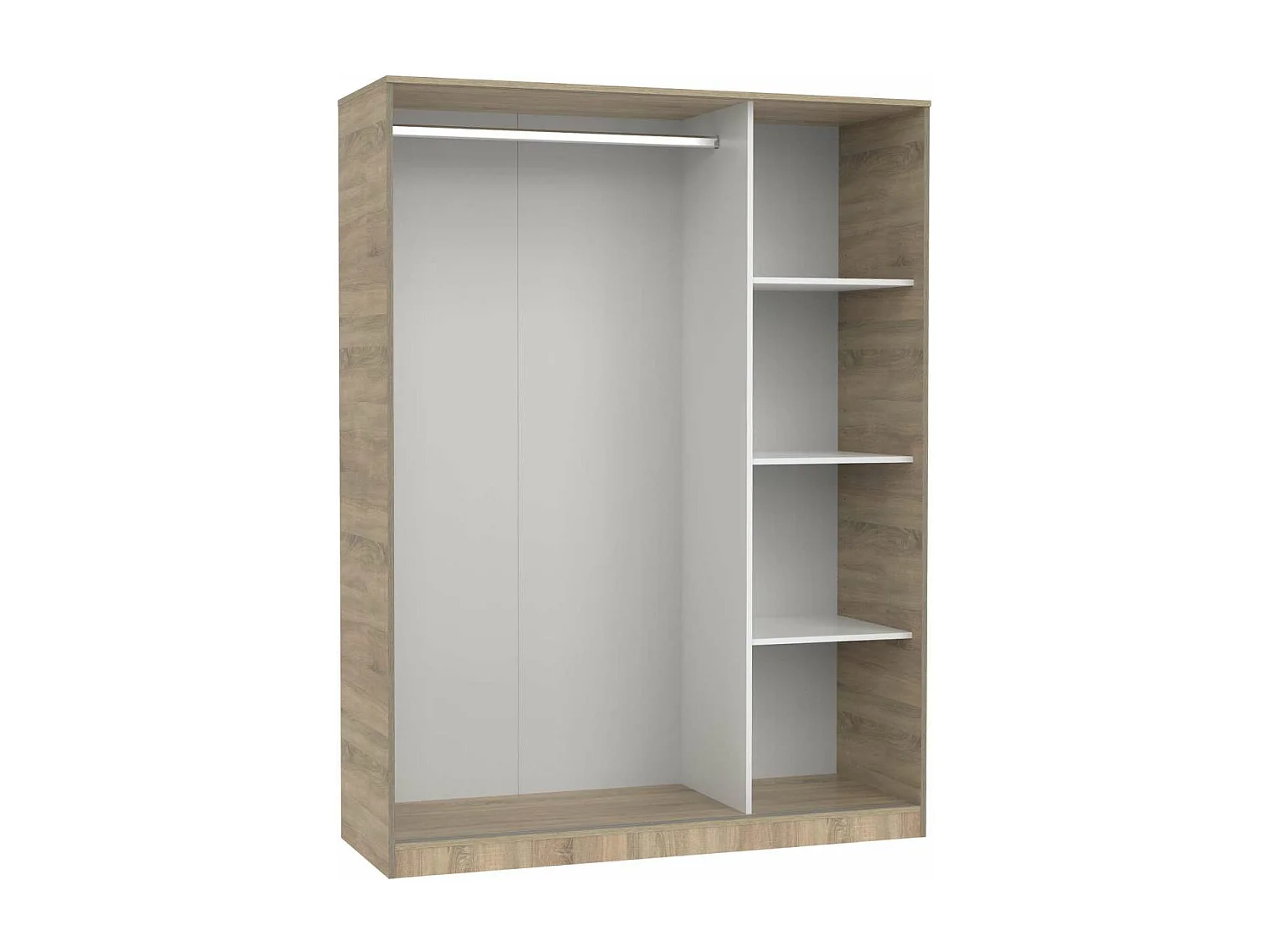 Armario ropero 3 puertas correderas Tibet acabado roble cambrian-blanco, 200 cm(alto)150 c