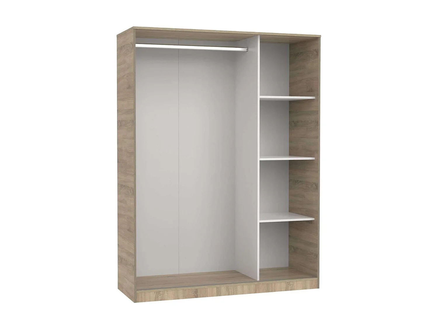 Armario ropero 3 puertas correderas Tibet acabado roble cambrian-blanco, 200 cm(alto)150 c