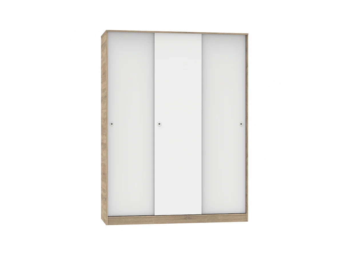 Armario ropero 3 puertas correderas Tibet acabado roble cambrian-blanco, 200 cm(alto)150 c