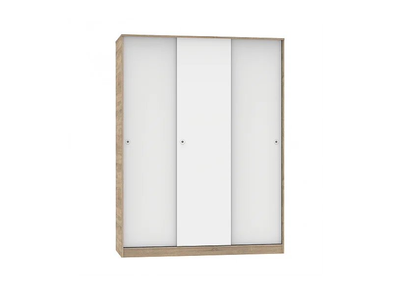 Armario ropero 3 puertas correderas Tibet acabado roble cambrian-blanco, 200 cm(alto)150 c