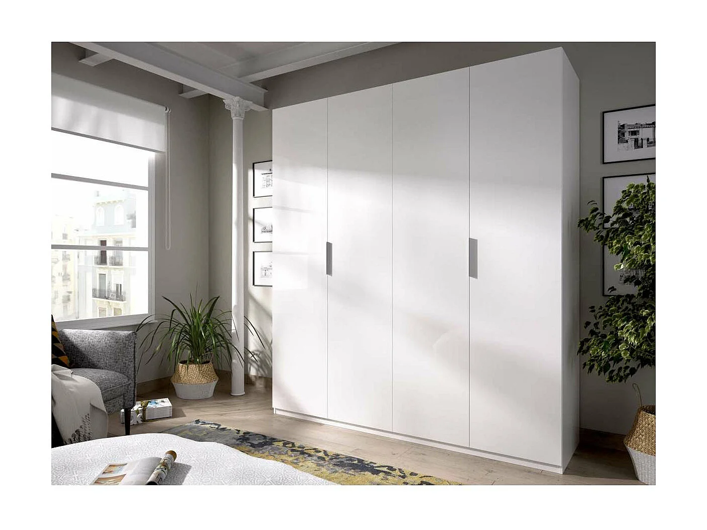 Armario ropero Lucia puertas abatibles acabado blanco 204 cm(alto)180 cm(ancho)52 cm(largo