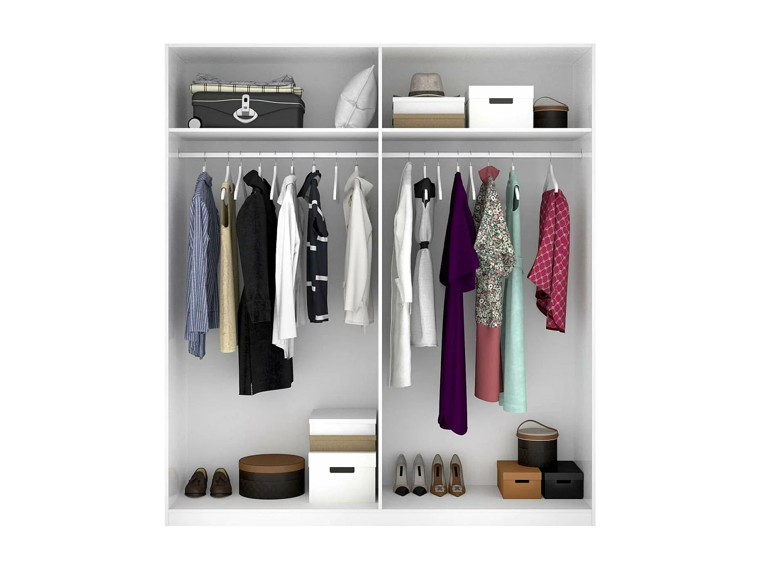 Armario ropero Lucia puertas abatibles acabado blanco 204 cm(alto)180 cm(ancho)52 cm(largo