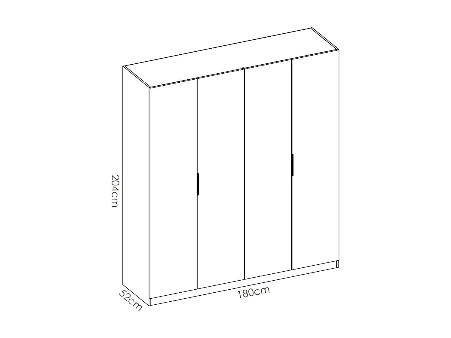 Armario ropero Lucia puertas abatibles acabado blanco 204 cm(alto)180 cm(ancho)52 cm(largo