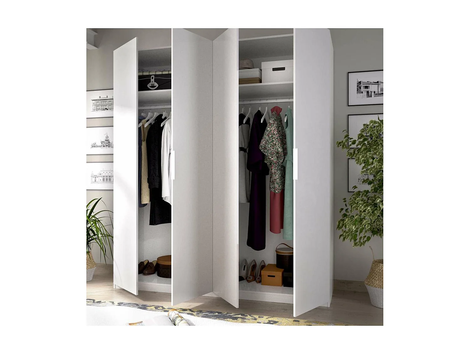 Armario ropero Lucia puertas abatibles acabado blanco 204 cm(alto)180 cm(ancho)52 cm(largo