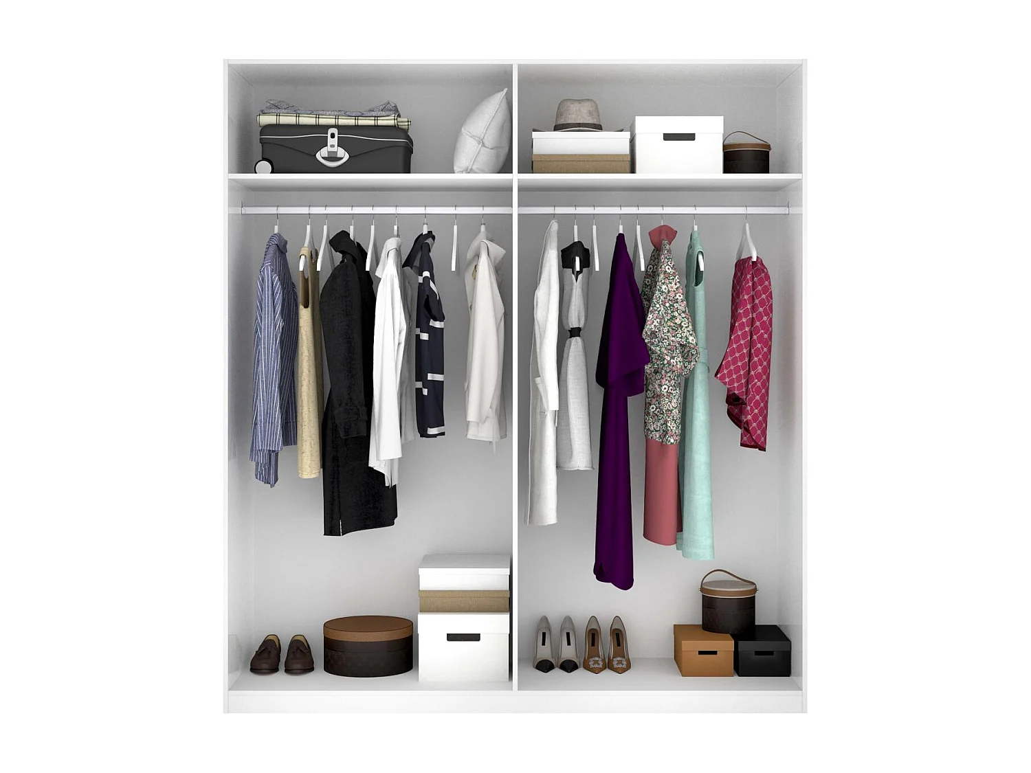 Armario ropero Lucia puertas abatibles acabado blanco 204 cm(alto)180 cm(ancho)52 cm(largo