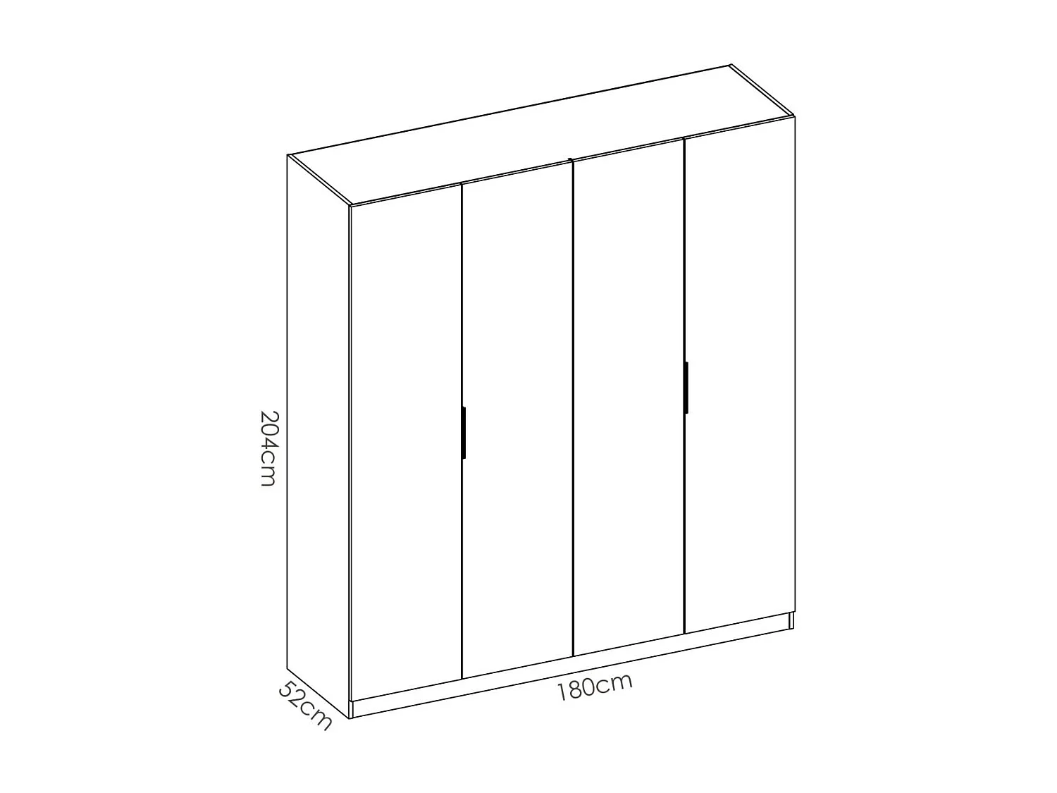Armario ropero Lucia puertas abatibles acabado blanco 204 cm(alto)180 cm(ancho)52 cm(largo