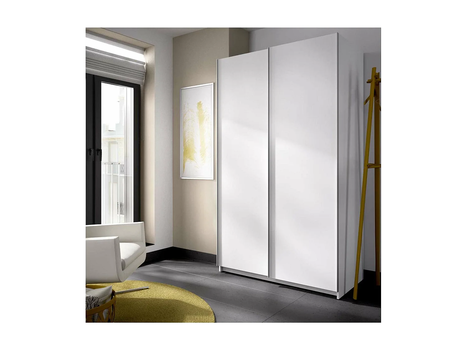 Armario puertas correderas Connor acabado blanco 204 cm(alto)120 cm(ancho)65 cm(largo