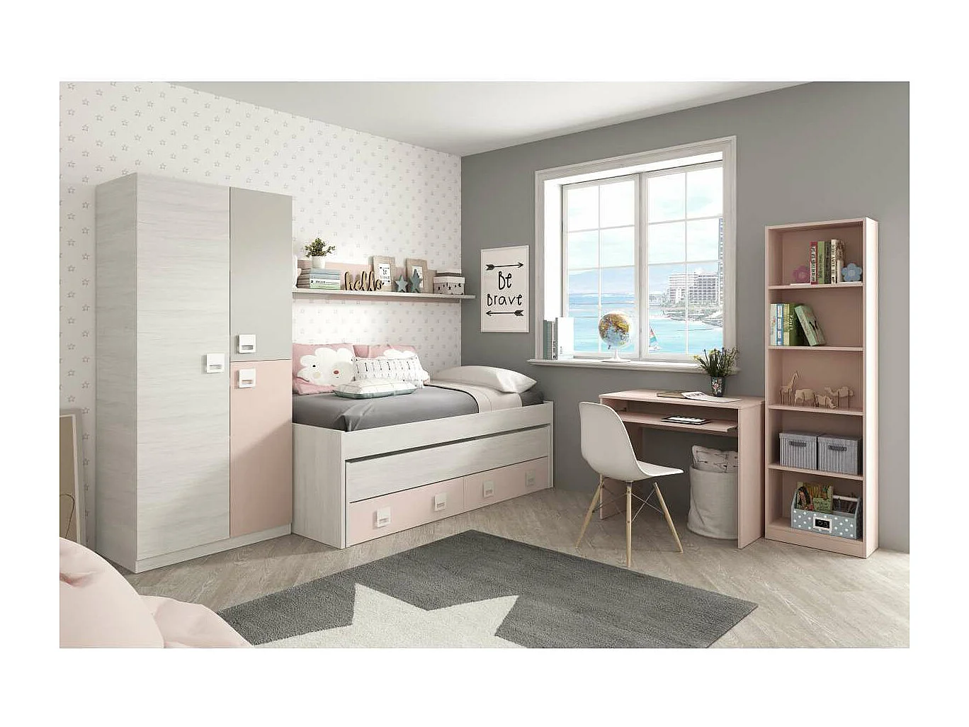 Armario 3 puertas abatibles Nube acabado multicolor. 200cm(alto). 90cm(ancho). 52cm(fondo)