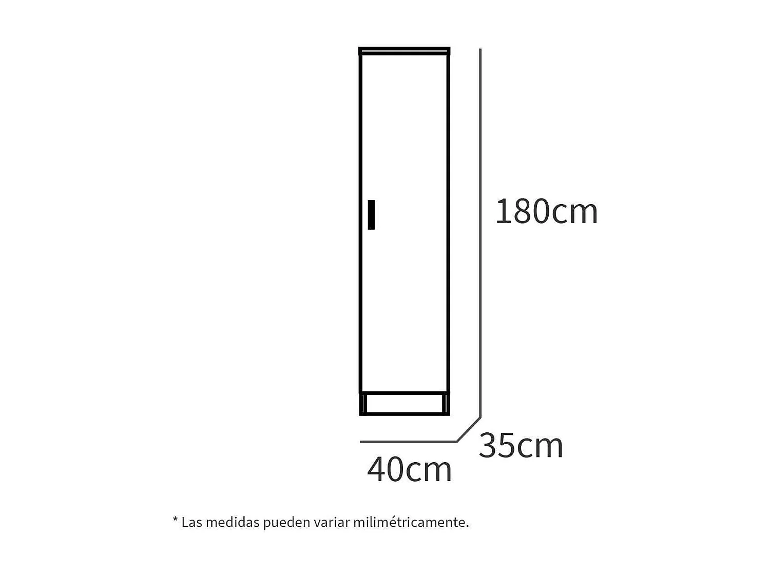 Armario multiusos Tibet acabado blanco mate, 40 cm(ancho) 180 cm(altura) 35 cm(fondo)