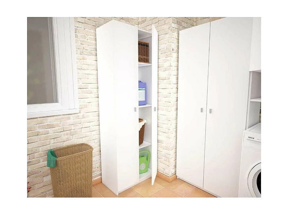 Armario dos puertas en acabado color blanco 60 cm(ancho) 180 cm(altura) 35.6 cm(fondo)