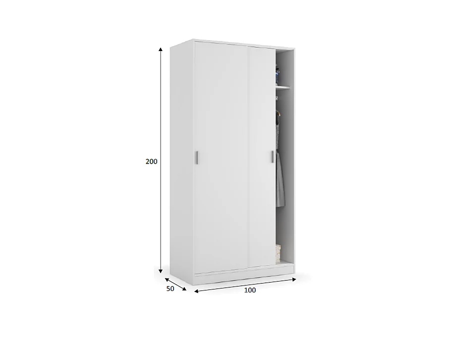 Armario ropero puertas correderas blanco. 200cm(alto). 100cm(ancho). 50cm(fondo).