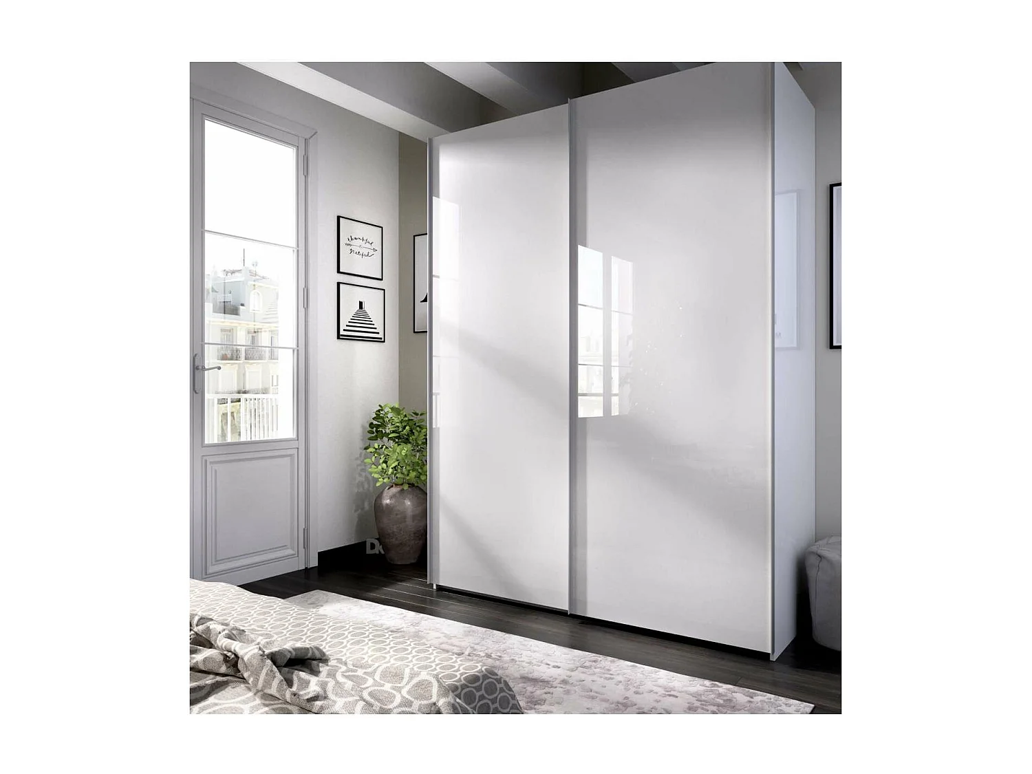 Armario puertas correderas Lupión acabado blanco 204 cm(alto)150 cm(ancho)65 cm(largo