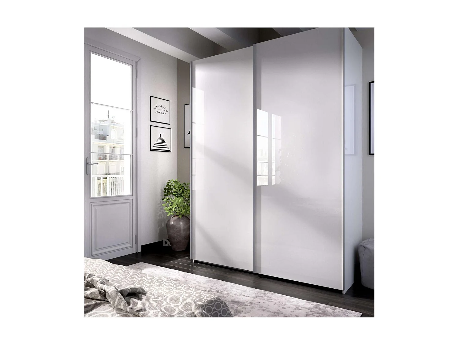 Armario puertas correderas Lupión acabado blanco 204 cm(alto)150 cm(ancho)65 cm(largo