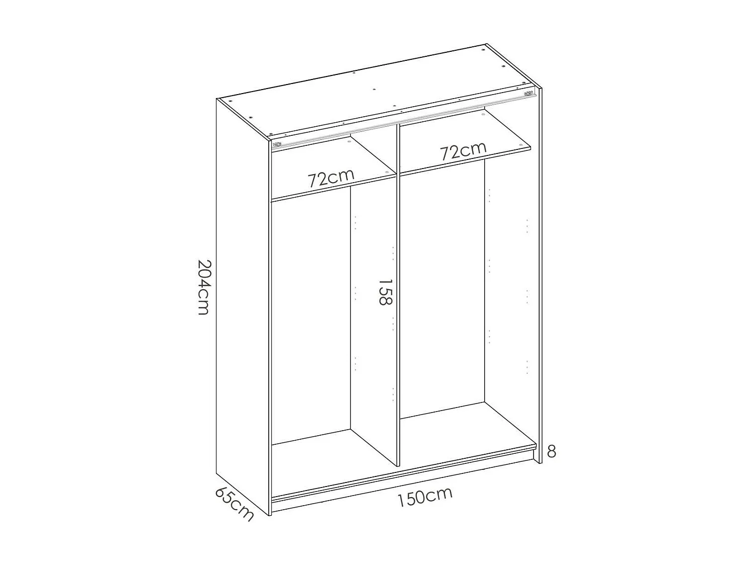 Armario puertas correderas Lupión acabado blanco 204 cm(alto)150 cm(ancho)65 cm(largo