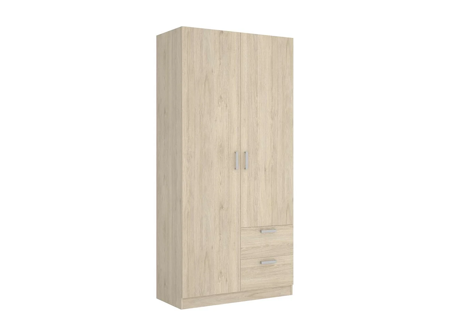 Armario ropero 2 puertas abatibles 2 cajones Huesa en roble natural 215 cm(alto)100 cm(anc