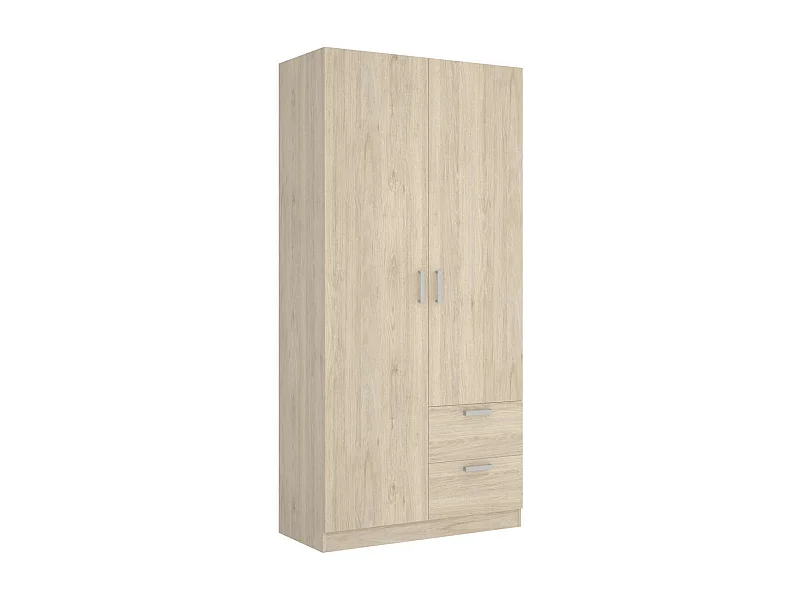 Armario ropero 2 puertas abatibles 2 cajones Huesa en roble natural 215 cm(alto)100 cm(anc