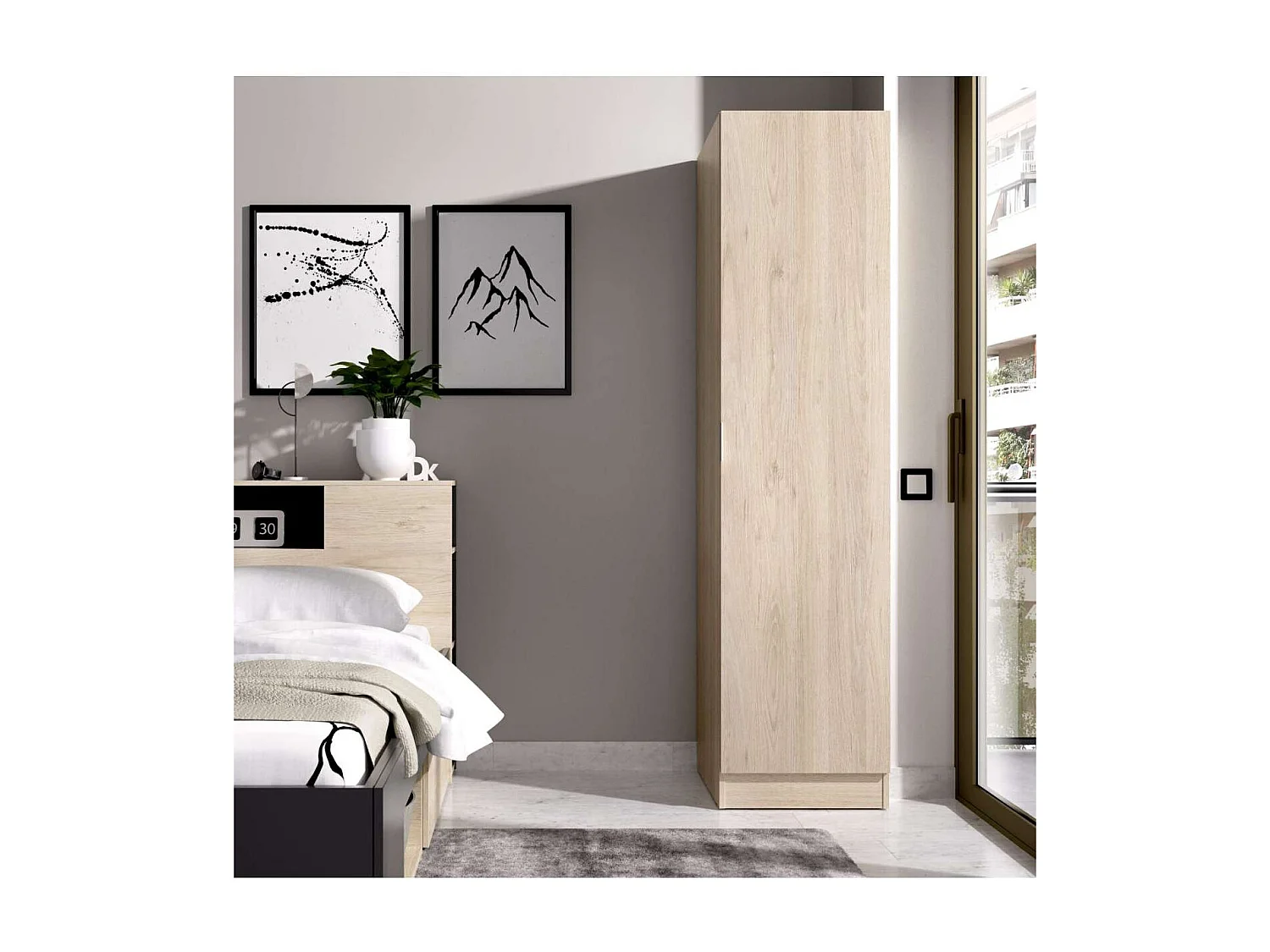 Armario ropero 1 puerta Jaen en acabado Natural 40.5 cm(ancho) 184 cm(altura) 52 cm(fondo)