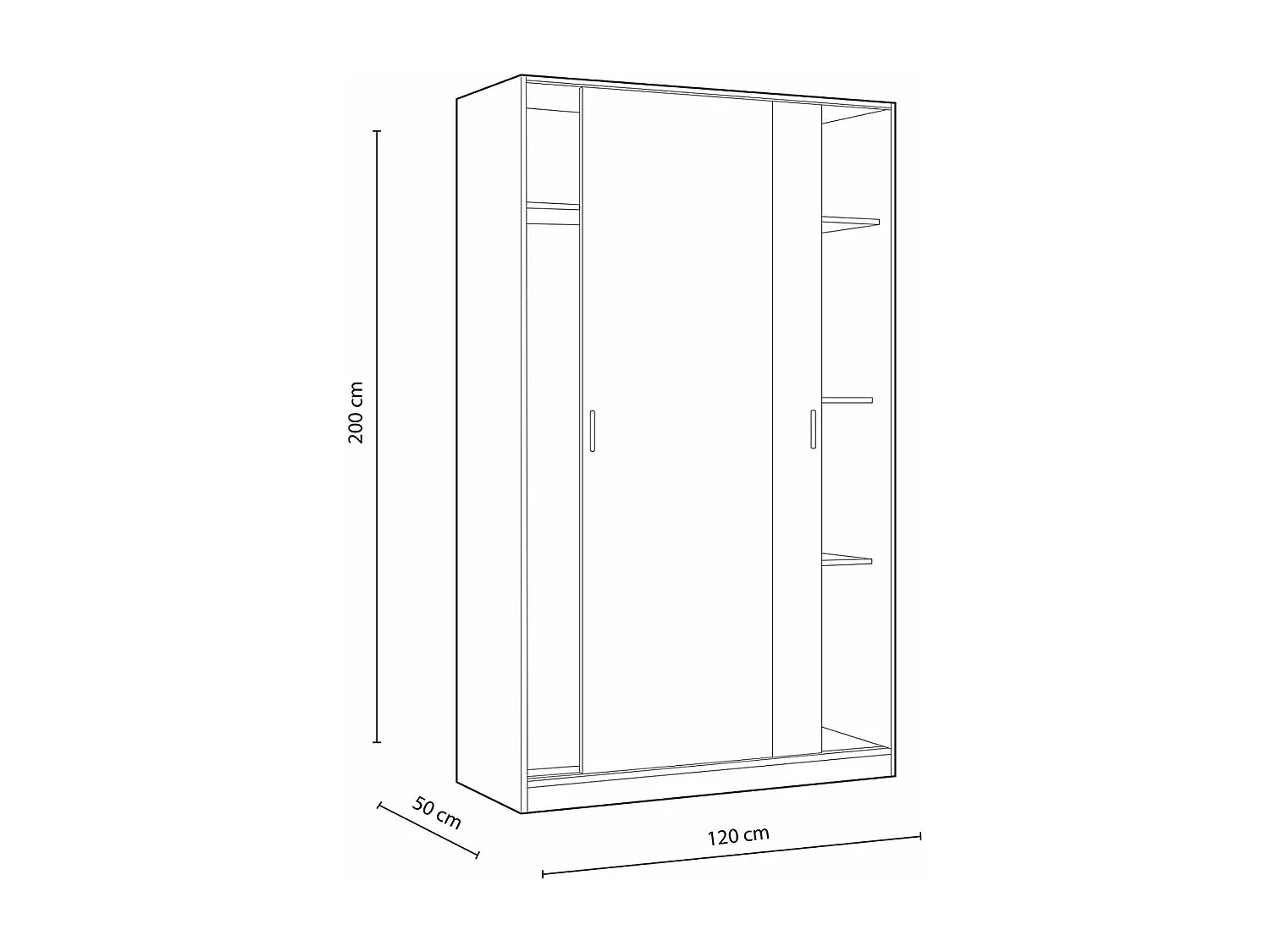 Armario ropero puertas correderas Plus Noon acabado roble combinado con blanco 200 cm(alto
