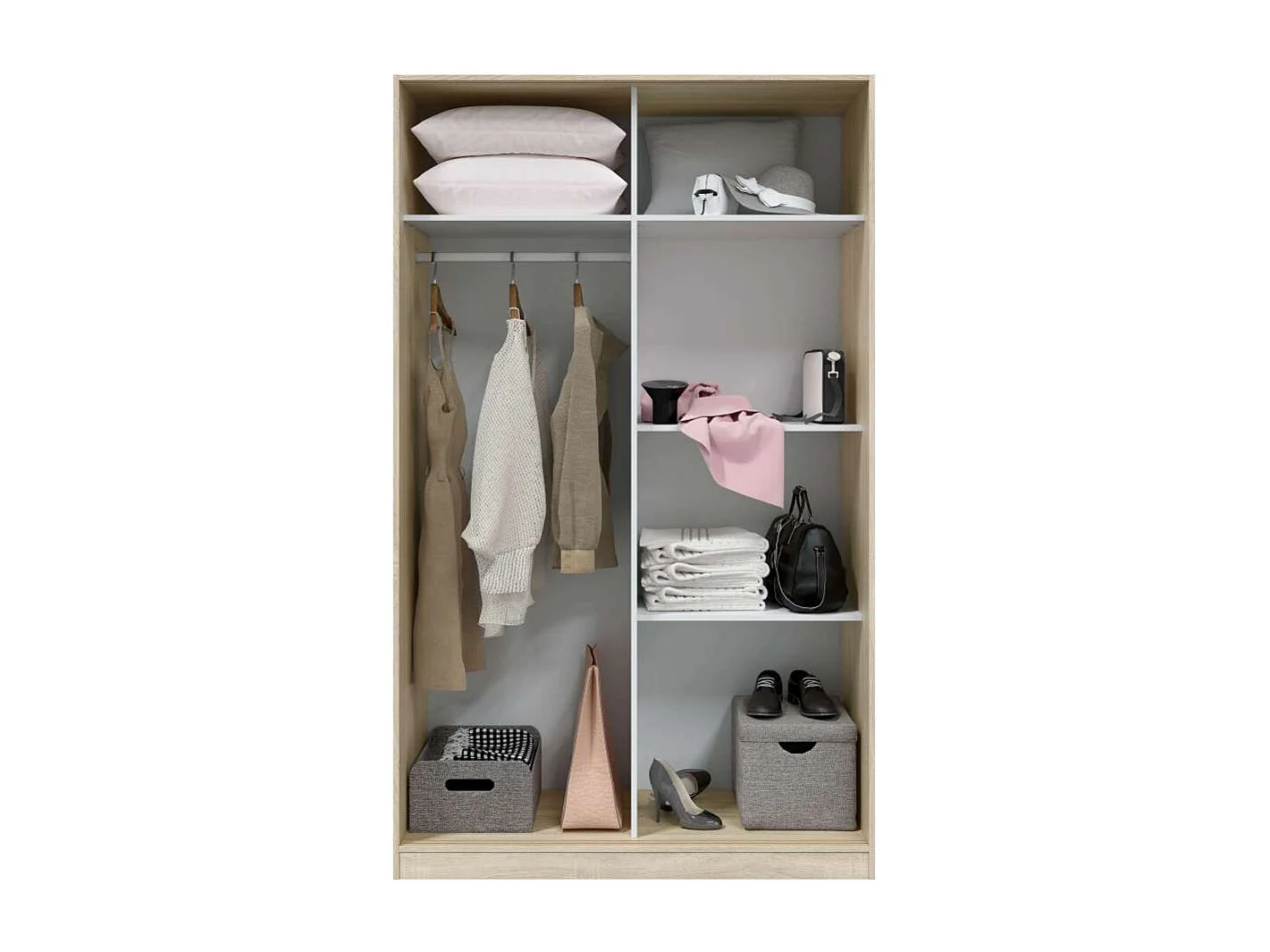 Armario ropero puertas correderas Plus Noon acabado roble combinado con blanco 200 cm(alto