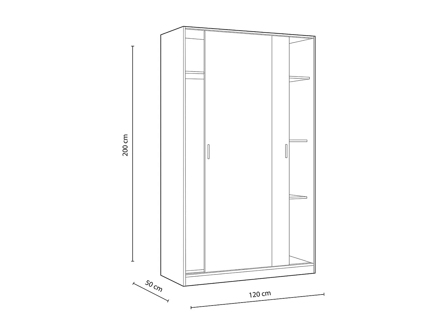 Armario ropero puertas correderas Plus Noon acabado roble combinado con blanco 200 cm(alto