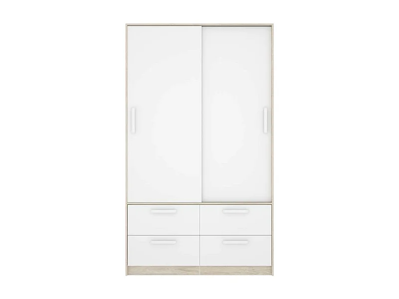 Armario puertas correderas Celia acabado blanco/natural, 204 cm(alto)120 cm(ancho)65 cm(la