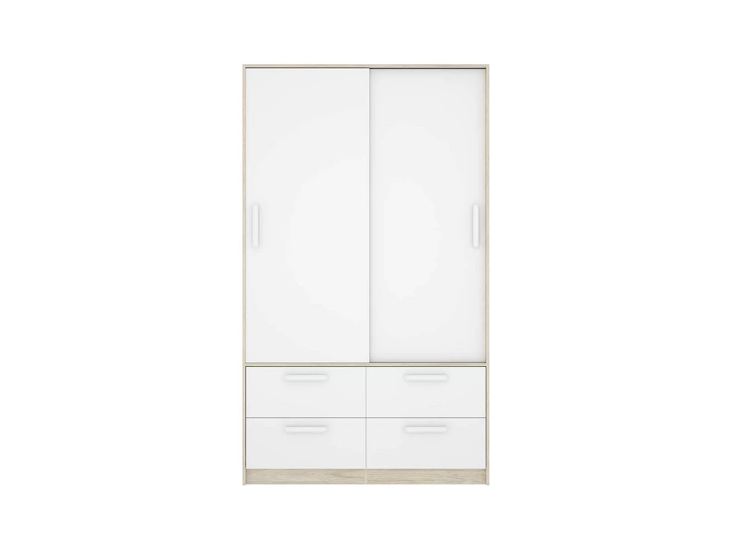 Armario puertas correderas Celia acabado blanco/natural, 204 cm(alto)120 cm(ancho)65 cm(la