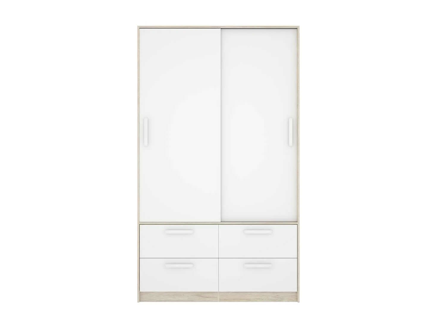 Armario puertas correderas Celia acabado blanco/natural, 204 cm(alto)120 cm(ancho)65 cm(la