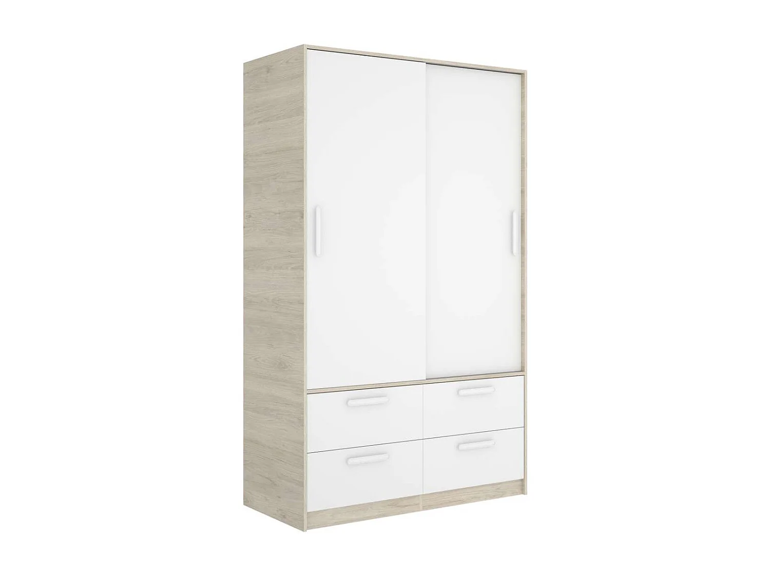 Armario puertas correderas Celia acabado blanco/natural, 204 cm(alto)120 cm(ancho)65 cm(la