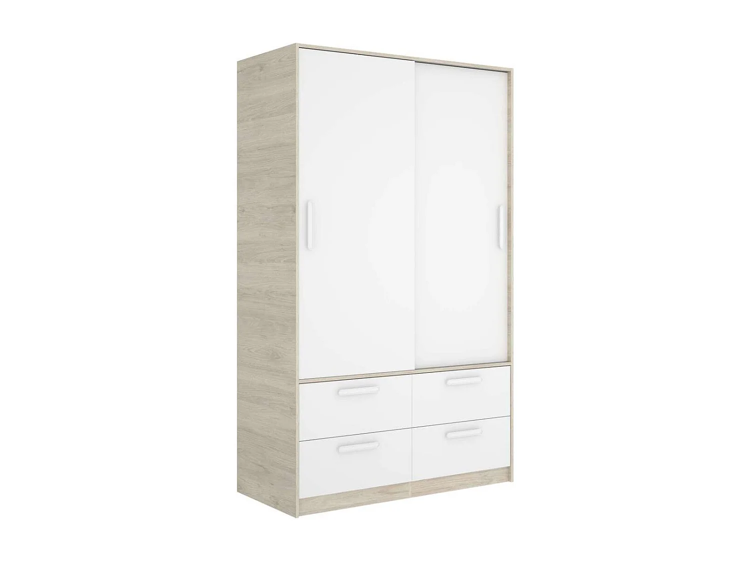 Armario puertas correderas Celia acabado blanco/natural, 204 cm(alto)120 cm(ancho)65 cm(la