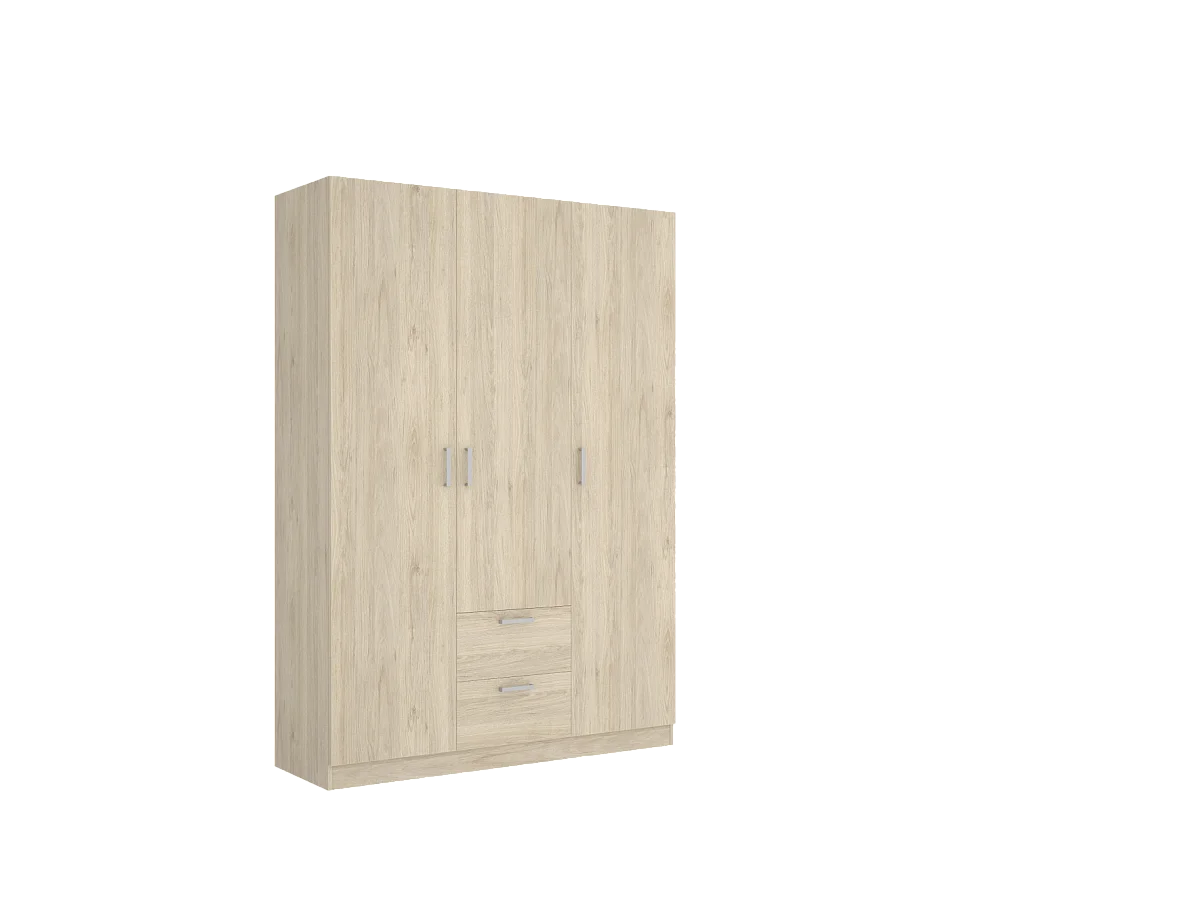 Armario ropero 3 puertas abatibles 2 cajones Huesa en roble natural 215 cm(alto)150 cm(anc