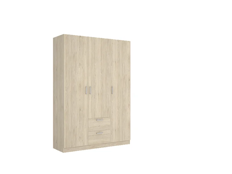 Armario ropero 3 puertas abatibles 2 cajones Huesa en roble natural 215 cm(alto)150 cm(anc