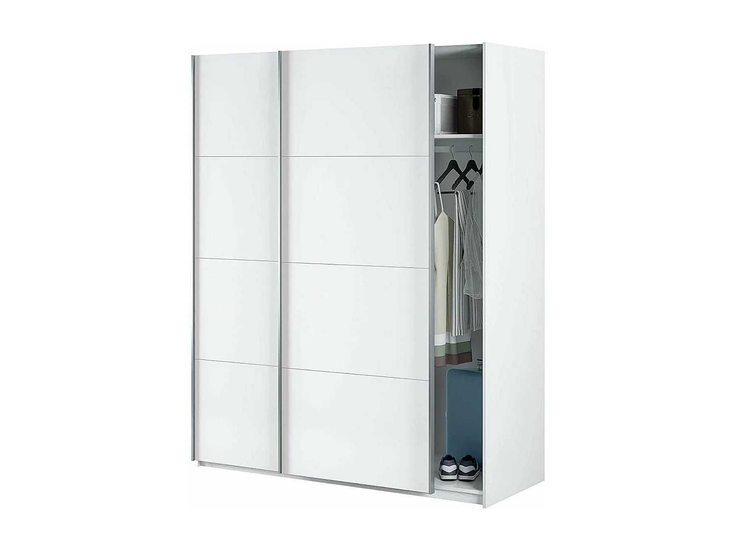 Armario ropero Cuya con dos puertas correderas acabado en blanco, 200cm(alto) 150cm(ancho)