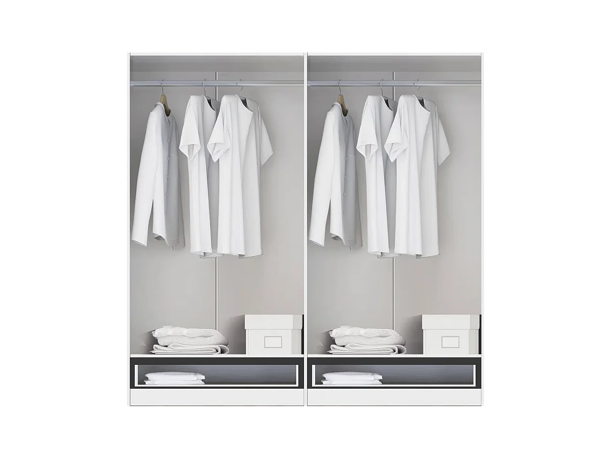 Armario ropero 4 puertas abatibles 2 cajones Lorena acabado artico, 196cm(alto) 200cm(anch