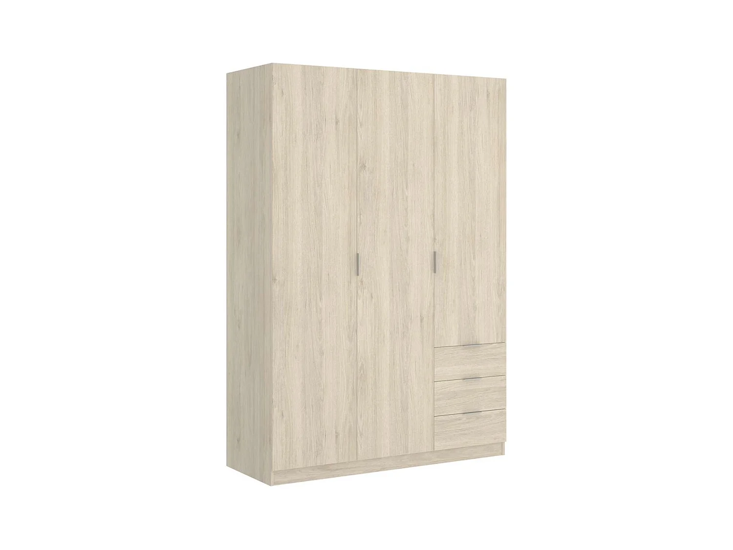 Armario ropero Lana 3 puertas abatibles y 3 cajones en roble natural 184 cm(alto)121 cm(an