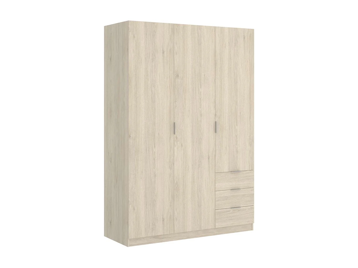 Armario ropero Lana 3 puertas abatibles y 3 cajones en roble natural 184 cm(alto)121 cm(an