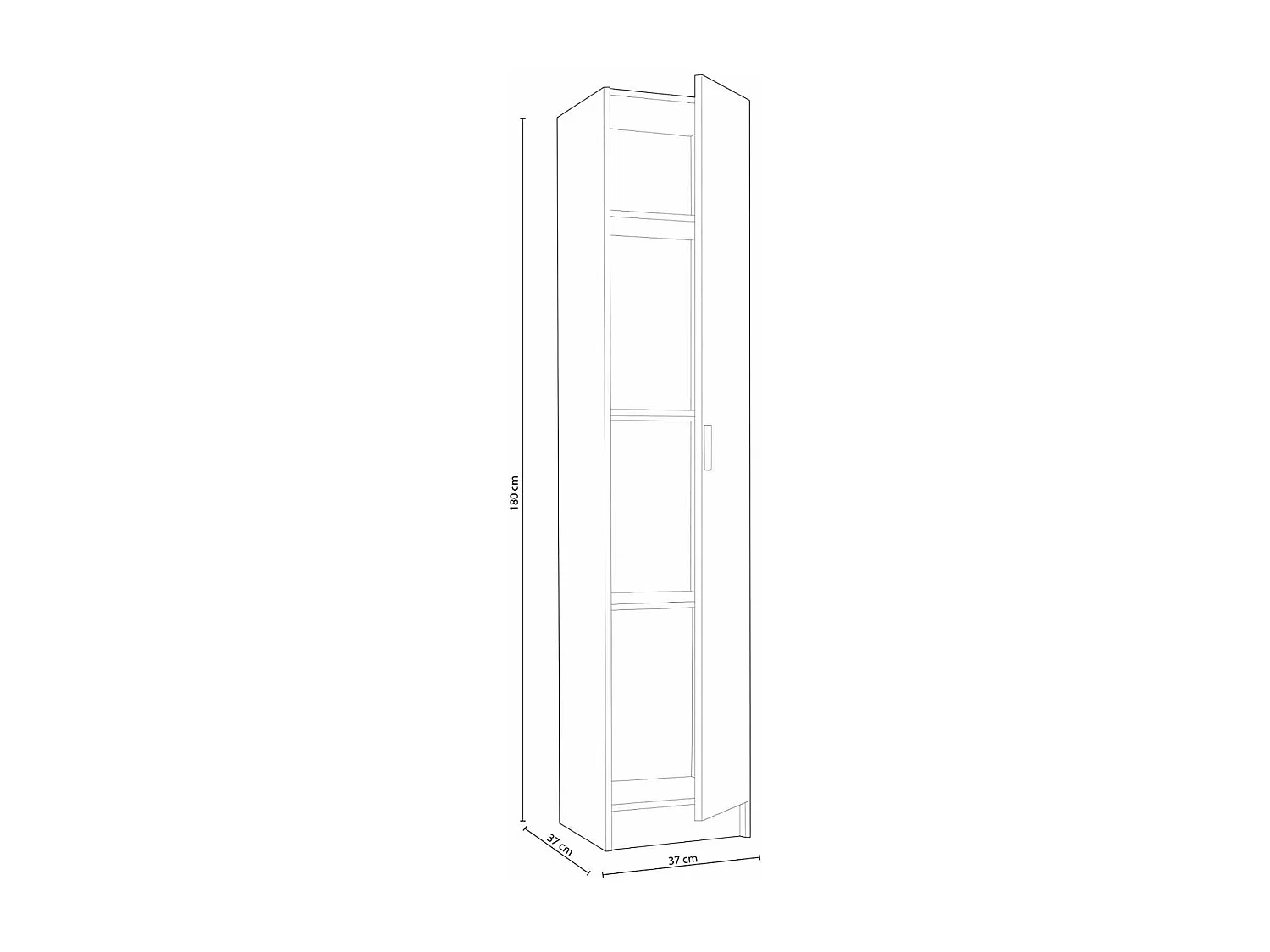 Armario multiusos Milán en blanco, 37.2 cm(ancho) 180 cm(altura) 37 cm(fondo)