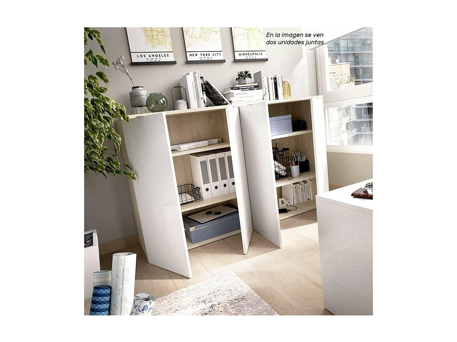 Armario bajo 2 puertas abatibles Santa Elena en acabado blanco brillo 79 cm(ancho) 96 cm(a