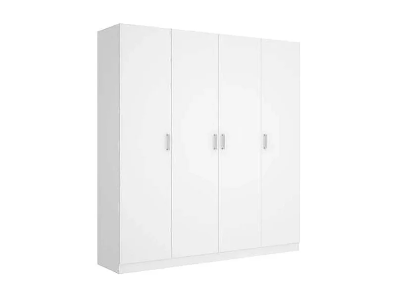 Armario ropero en blanco 4 puertas abatibles Huesa 215 cm(alto)200 cm(ancho)52 cm(fondo)