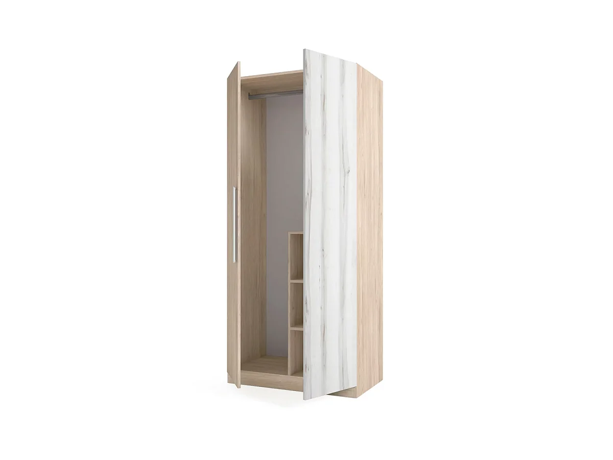 Armario 2 puertas abatibles acabado sahara/blanco, 200cm(alto) 90cm(ancho) 53cm(fondo)