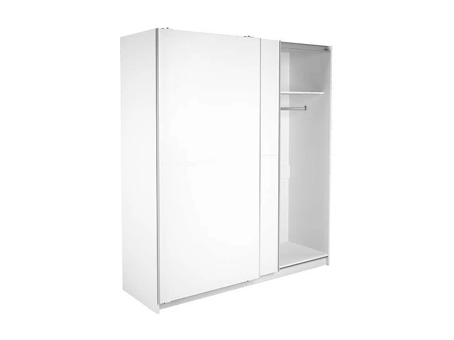 Armario 2 puertas correderas acabado en blanco poro, 200 cm(alto)180 cm(ancho)60 cm(fondo)