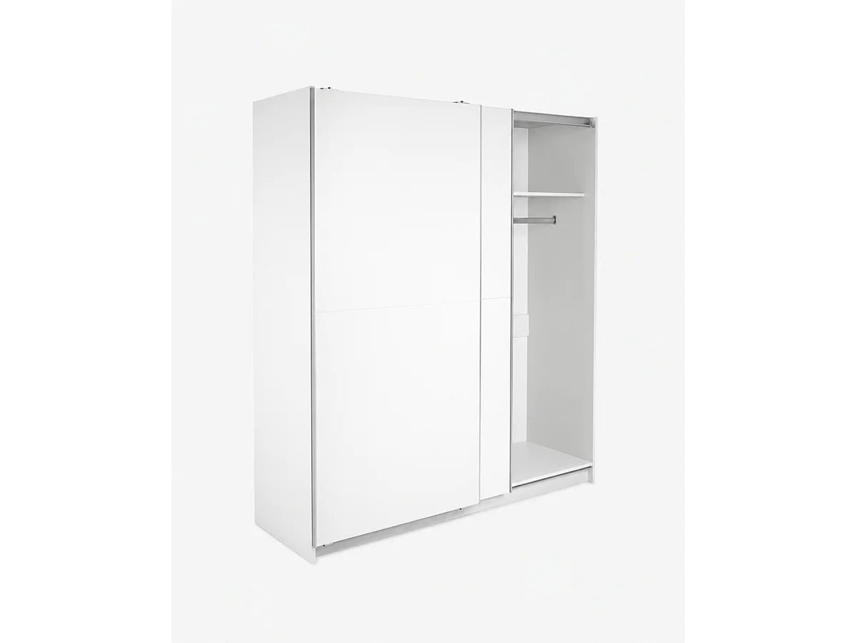 Armario 2 puertas correderas acabado en blanco poro, 200 cm(alto)180 cm(ancho)60 cm(fondo)