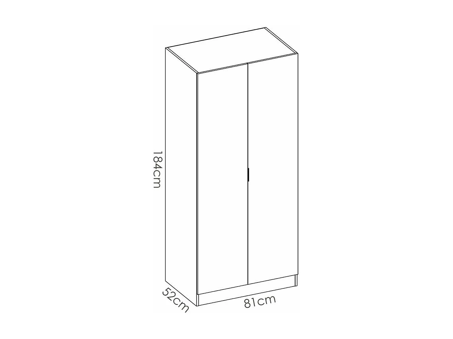 Armario ropero Sabiote con 2 puertas abatibles en roble natural 184 cm(alto)81 cm(ancho)52