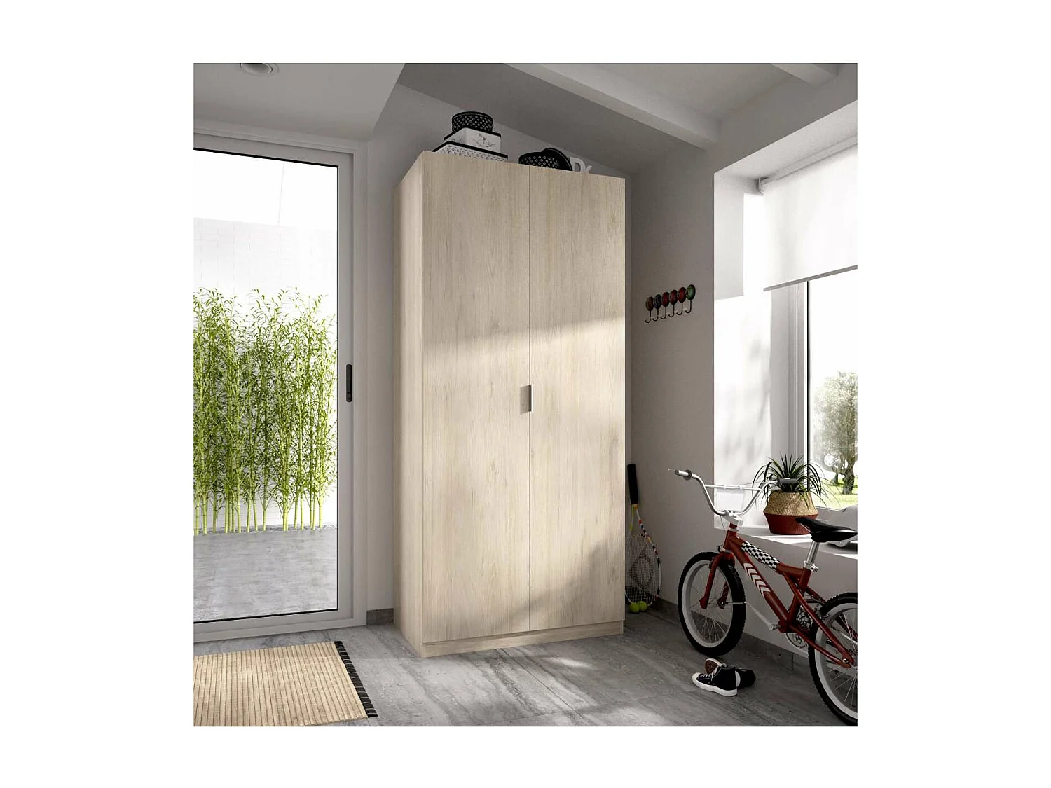 Armario ropero Sabiote con 2 puertas abatibles en roble natural 184 cm(alto)81 cm(ancho)52