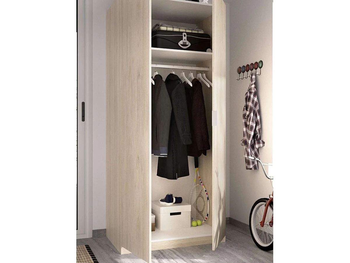 Armario ropero Sabiote con 2 puertas abatibles en roble natural 184 cm(alto)81 cm(ancho)52
