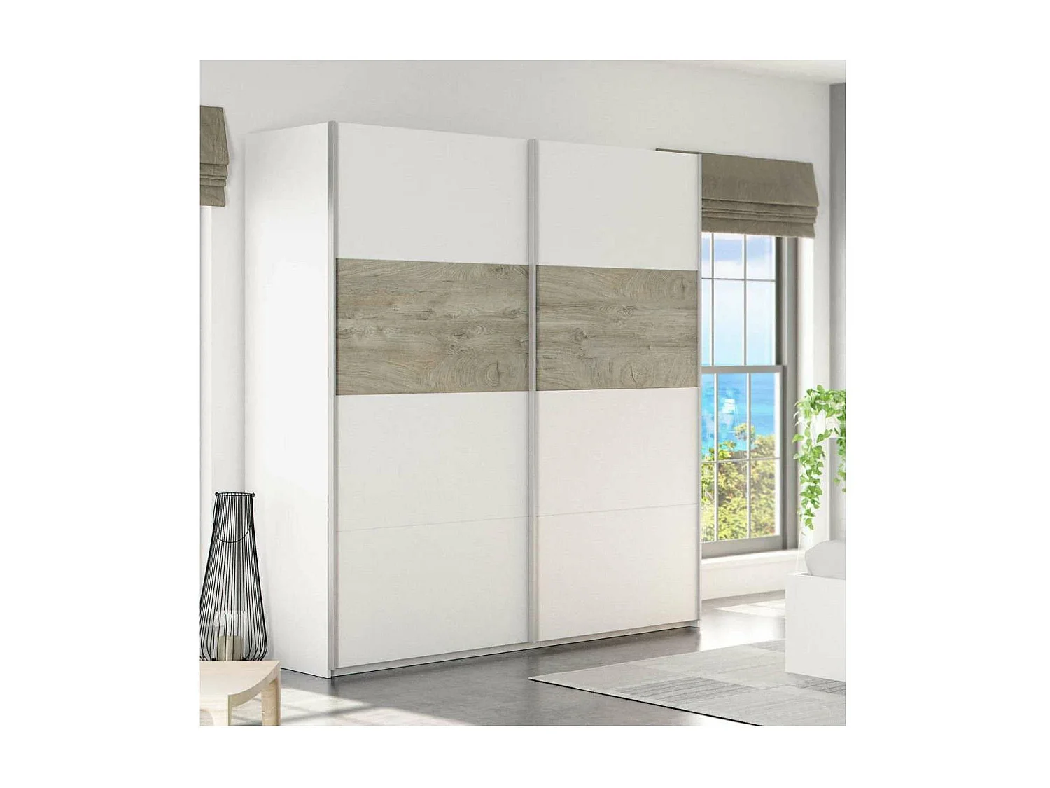 Armario ropero Linuss de 180 cm de 2 puertas correderas  200 cm alto x 180 cm ancho x 60 c