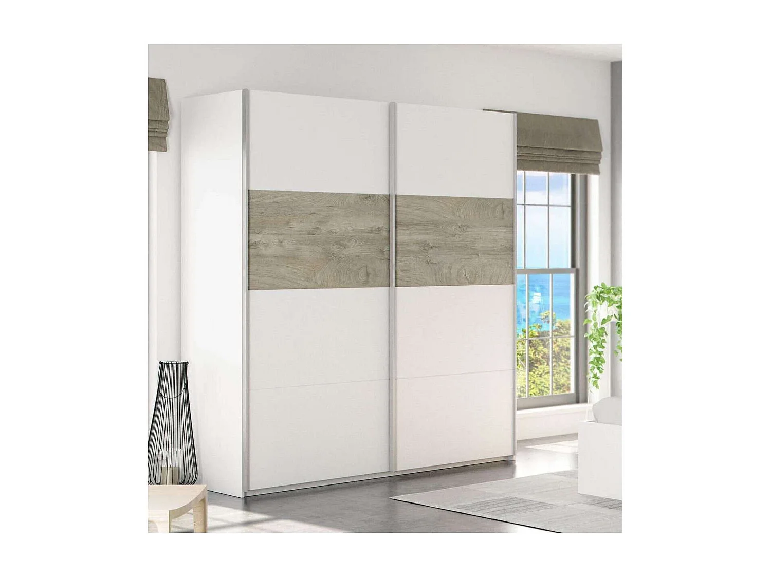 Armario ropero Linuss de 180 cm de 2 puertas correderas  200 cm alto x 180 cm ancho x 60 c