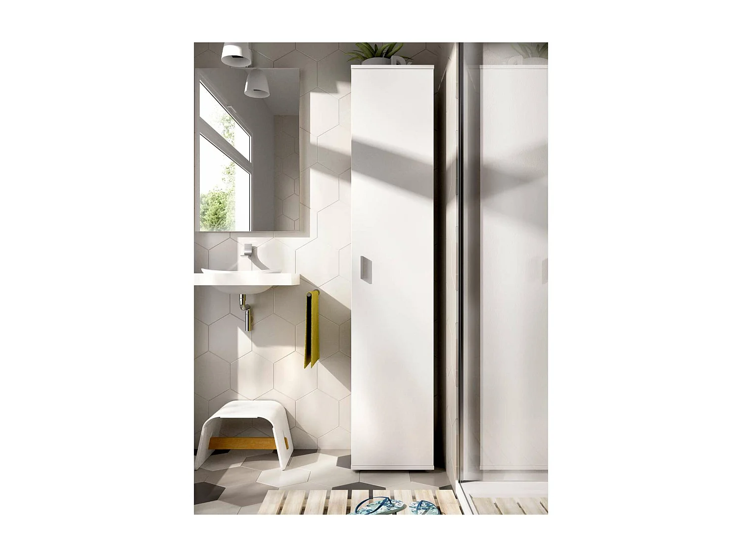 Armario multiusos Luna en acabado blanco multiusos 1 puerta 39 cm(ancho) 190 cm(altura) 35