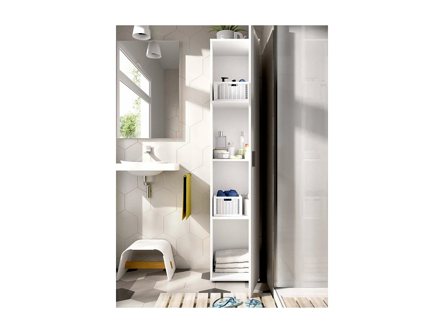 Armario multiusos Luna en acabado blanco multiusos 1 puerta 39 cm(ancho) 190 cm(altura) 35