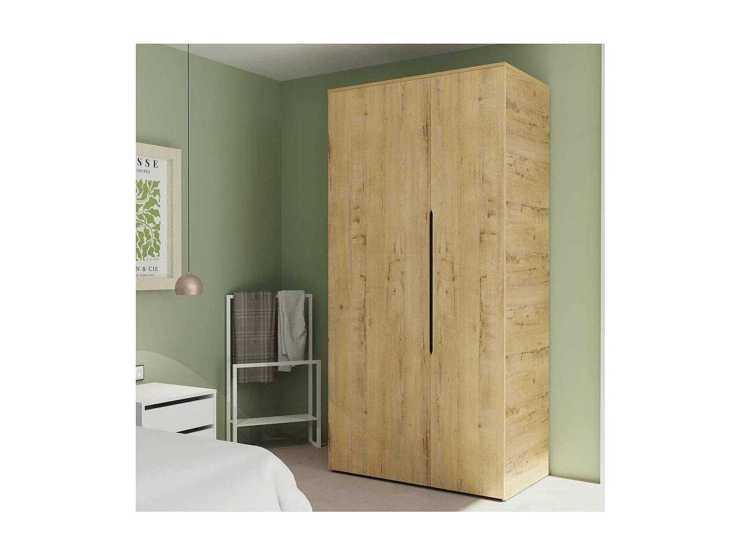 Armario ropero 2 puertas abatibles Noa acabado roble gold, 100cm(ancho) 200cm(altura) 57cm