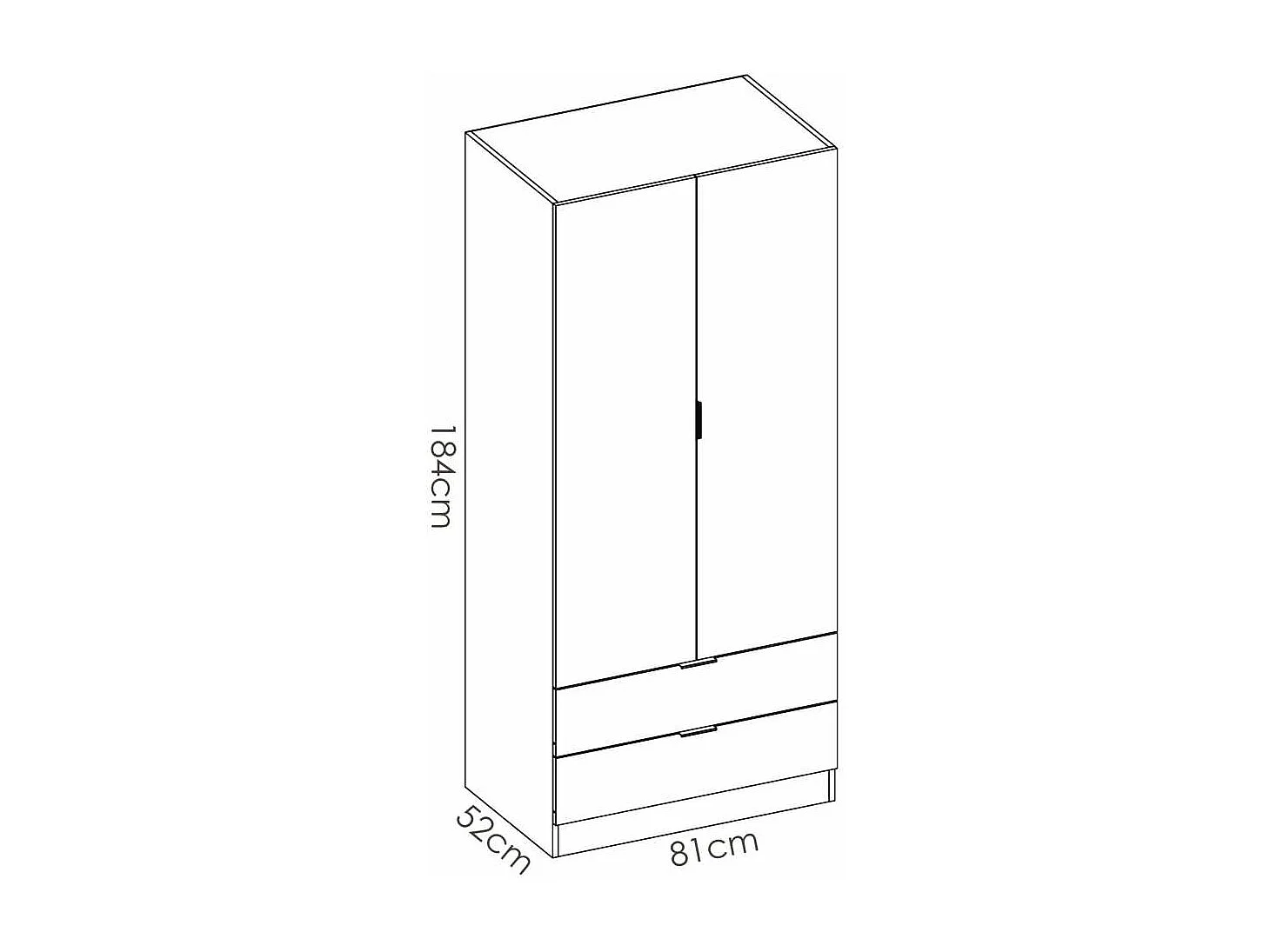 Armario Sabiote 2 puertas abatibles y 2 cajones en roble natural 184 cm(alto)81 cm(ancho)5